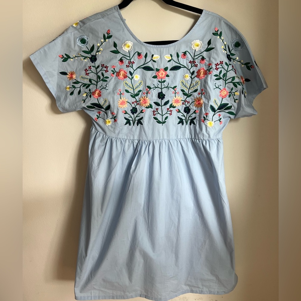 JOA embroidered baby blue dress
